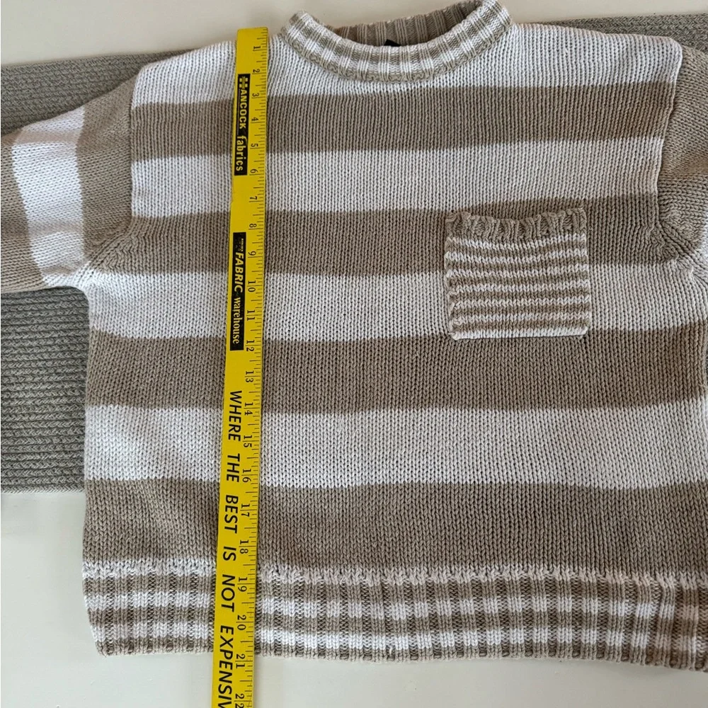 Vintage 90’s Nuggets Tan White Striped Cotton Cropped Sweater Size Large - Picture 10 of 10